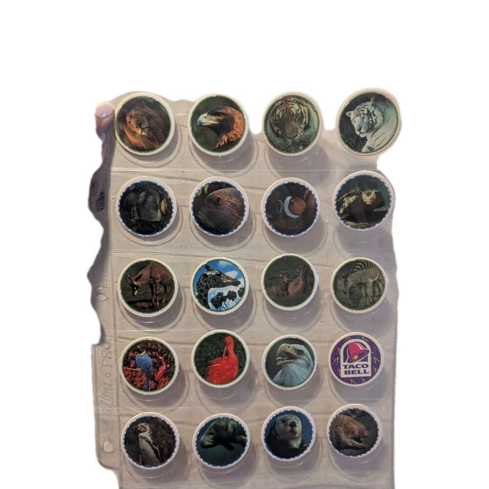 Vintage 1994 Taco Bell SET OF (20)‎ Busch Gardens Animal Pogs Milk Caps